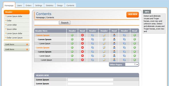 Free Admin Template For Web Applications