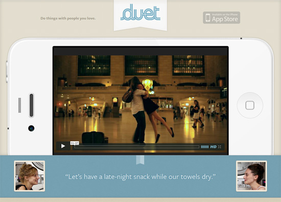 iOS app website design: Duet